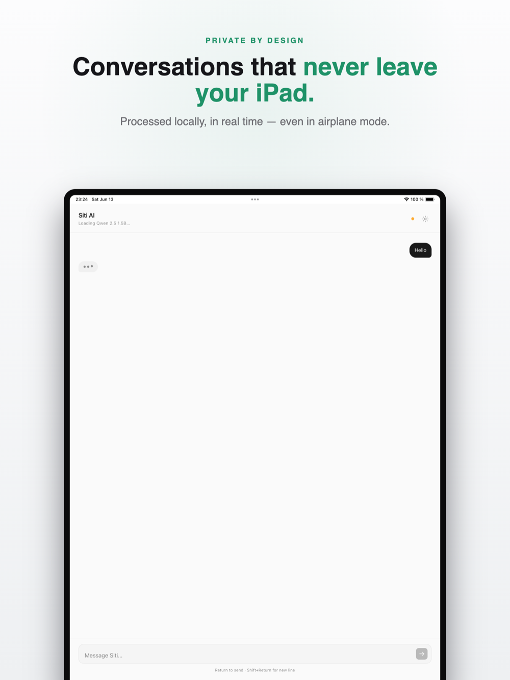 Siti AI chat running on iPad