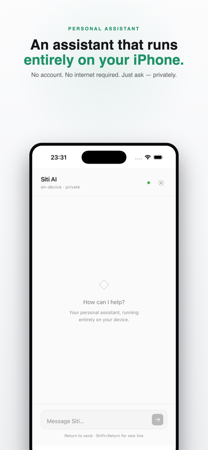 Siti AI chat running on iPhone